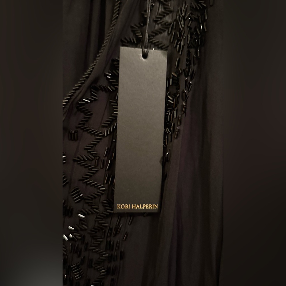 KOBI HALPERIN Keegan Beaded Black Blouse Embellished Top - Picture 13 of 16